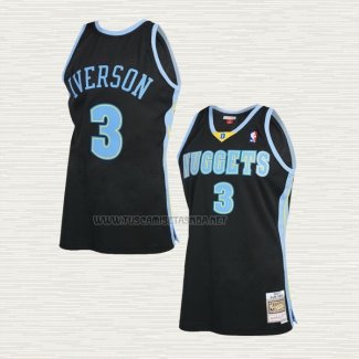 Camiseta Allen Iverson NO 3 Denver Nuggets Mitchell & Ness 2006-07 Negro