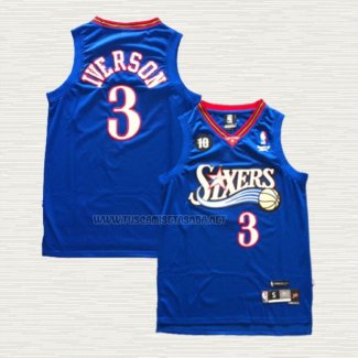 Camiseta Allen Iverson NO 3 Philadelphia 76ers Retro Azul