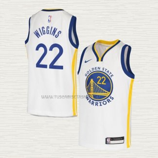 Camiseta Andrew Wiggins NO 22 Nino Golden State Warriors Association Blanco