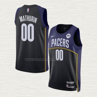 Camiseta Bennedict Mathurin NO 00 Indiana Pacers Ciudad 2022-23 Azul