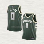 Camiseta Damian Lillard NO 0 Nino Milwaukee Bucks Icon Verde