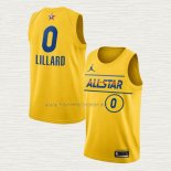 Camiseta Damian Lillard NO 0 Portland Trail Blazers All Star 2021 Oro