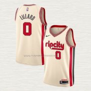 Camiseta Damian Lillard NO 0 Portland Trail Blazers Ciudad 2019-20 Crema