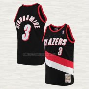 Camiseta Damon Stoudamire NO 3 Portland Trail Blazers Hardwood Classics Throwback Negro