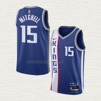 Camiseta Davion Mitchell NO 15 Sacramento Kings Ciudad 2023-24 Azul