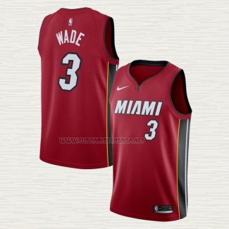 Camiseta Dwyane Wade NO 3 Miami Heat Statement Rojo