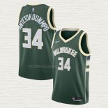 Camiseta Giannis Antetokounmpo NO 34 Milwaukee Bucks Icon 2020-21 Verde