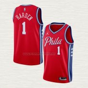 Camiseta James Harden NO 1 Philadelphia 76ers Statement 2020-21 Rojo