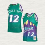 Camiseta John Stockton NO 12 Utah Jazz Mitchell & Ness 1996-97 Verde