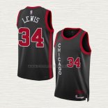 Camiseta Justin Lewis NO 34 Chicago Bulls Ciudad 2023-24 Negro