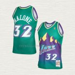 Camiseta Karl Malone NO 32 Utah Jazz Mitchell & Ness 1996-97 Verde