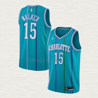 Camiseta Kemba Walker NO 15 Charlotte Hornets Hardwood Classics 2017-18 Verde