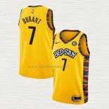 Camiseta Kevin Durant NO 7 Brooklyn Nets Ciudad 2020-21 Amarillo