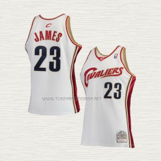 Camiseta LeBron James NO 23 Nino Cleveland Cavaliers Mitchell & Ness 2003-04 Blanco