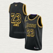 Camiseta Lebron James NO 23 Los Angeles Lakers Ciudad 2020-21 Negro