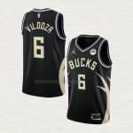 Camiseta Luca Vildoza NO 6 Milwaukee Bucks Statement 2022-23 Negro