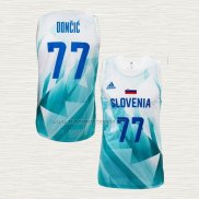 Camiseta Luka Doncic NO 77 Slovenia Tokyo 2021 Blanco