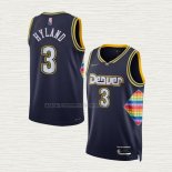 Camiseta NO 3 Denver Nuggets Ciudad 2021-22 Azul Nah'Shon Hyland