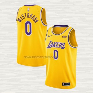 Camiseta Russell Westbrook NO 0 Los Angeles Lakers Icon 2020 Amarillo