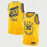 Camiseta Stephen Curry NO 30 Golden State Warriors Hardwood Classics Amarillo