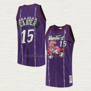 Camiseta Vince Carter NO 15 Toronto Raptors Mitchell & Ness Violeta