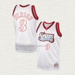 Camiseta Allen Iverson NO 3 Philadelphia 76ers Mitchell & Ness 1997-98 Blanco