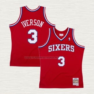 Camiseta Allen Iverson NO 3 Philadelphia 76ers Mitchell & Ness 2002-03 Rojo