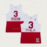 Camiseta Allen Iverson NO 3 Philadelphia 76ers Retro Blanco Rojo
