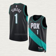 Camiseta Anfernee Simons NO 1 Portland Trail Blazers Ciudad 2022-23 Negro