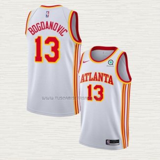 Camiseta Bogdan Bogdanovic NO 13 Atlanta Hawks Association 2020-21 Blanco