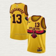 Camiseta Bogdan Bogdanovic NO 13 Atlanta Hawks Ciudad 2021-22 Amarillo