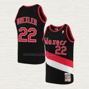 Camiseta Clyde Drexler NO 22 Portland Trail Blazers Hardwood Classics Throwback Negro