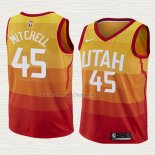 Camiseta Donovan Mitchell NO 45 Nino Utah Jazz Ciudad 2017-18 Naranja