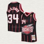 Camiseta Hakeem Olajuwon NO 34 Houston Rockets Mitchell & Ness 1996-97 Negro