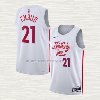 Camiseta Joel Embiid NO 21 Philadelphia 76ers Ciudad 2022-23 Blanco