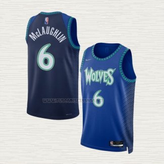 Camiseta Jordan McLaughlin NO 6 Minnesota Timberwolves Ciudad 2021-22 Azul