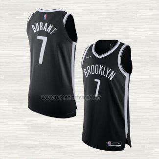 Camiseta Kevin Durant NO 7 Brooklyn Nets Icon Autentico Negro