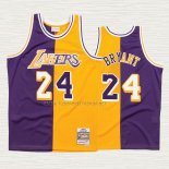 Camiseta Kobe Bryant NO 24 Los Angeles Lakers Mitchell & Ness Split 1996-97 Amarillo Violeta
