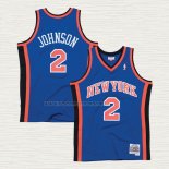 Camiseta Larry Johnson NO 2 New York Knicks Hardwood Classics Throwback Azul