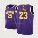 Camiseta Lebron James NO 23 Nino Los Angeles Lakers Statement 2018-19 Violeta