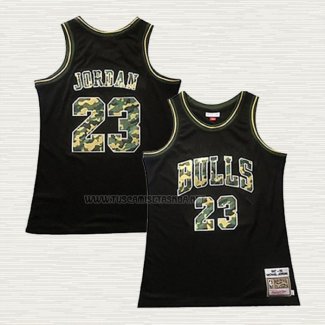 Camiseta Michael Jordan NO 23 Chicago Bulls Camuflaje Negro