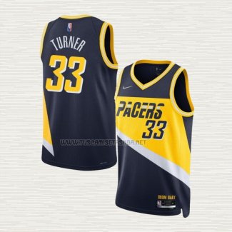 Camiseta Myles Turner NO 33 Indiana Pacers Ciudad 2021-22 Azul