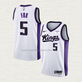 Camiseta NO 5 Sacramento Kings Association 2023-24 Blanco De'Aaron Fox