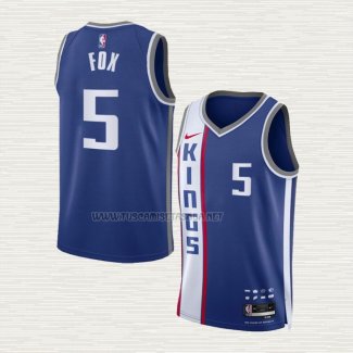 Camiseta NO 5 Sacramento Kings Ciudad 2023-24 Azul De'Aaron Fox