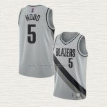 Camiseta Rodney Hood NO 5 Portland Trail Blazers Earned 2020-21 Gris