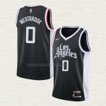 Camiseta Russell Westbrook NO 0 Los Angeles Clippers Ciudad Negro