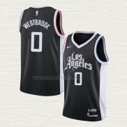 Camiseta Russell Westbrook NO 0 Los Angeles Clippers Ciudad Negro