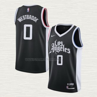 Camiseta Russell Westbrook NO 0 Los Angeles Clippers Ciudad Negro