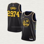 Camiseta Stephen Curry Golden State Warriors 2974th 3 Points Negro