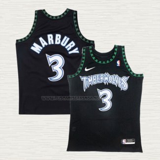 Camiseta Stephen Marbury NO 3 Minnesota Timberwolves Classic Negro